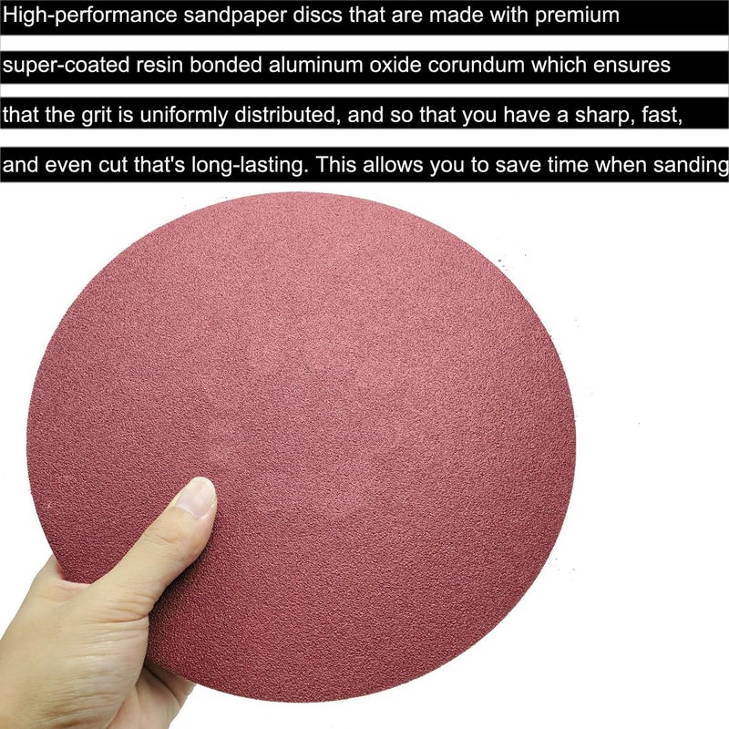 Tonmp 10 PCS 9 Inch 150 Grit Sanding Discs for Hand Radial Sander - 9"" Round Hook & Loop Sandpaper for Hand Sanding Tool, Aluminum Oxide Sander Disc for Hand Drywall Power Sander (150 Grits) - Image 4
